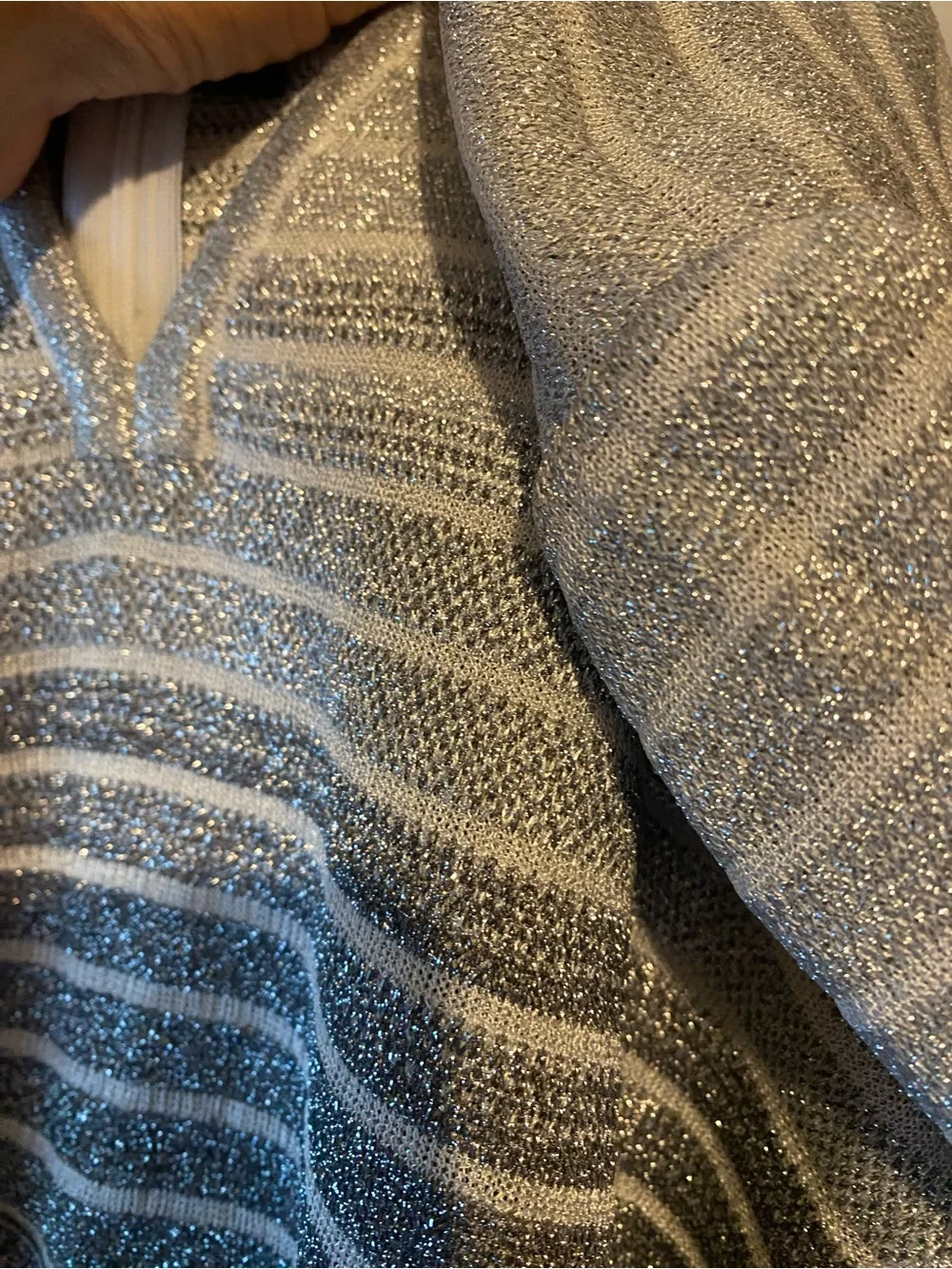 St. John Gradient Stripe V‑Neck Sweater - silver